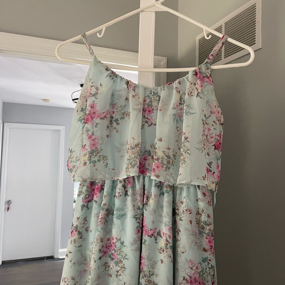 Beautiful light blue dress with flowers